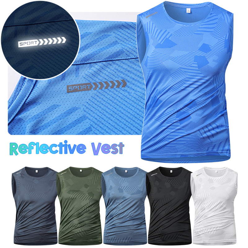 Sleeveless Undershirt - سترة عاكسة للرجال للجري، قميص داخلي